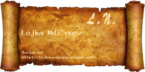Lojka Nónusz névjegykártya